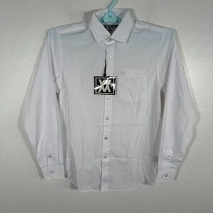 Dixxon Shirt Mens Small White Bamboo Blend Performance Button Up Long Sleeve New